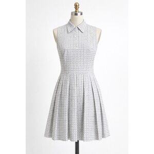 NWT Tory Burch Gray and White Geometric Pleated Golf Dress